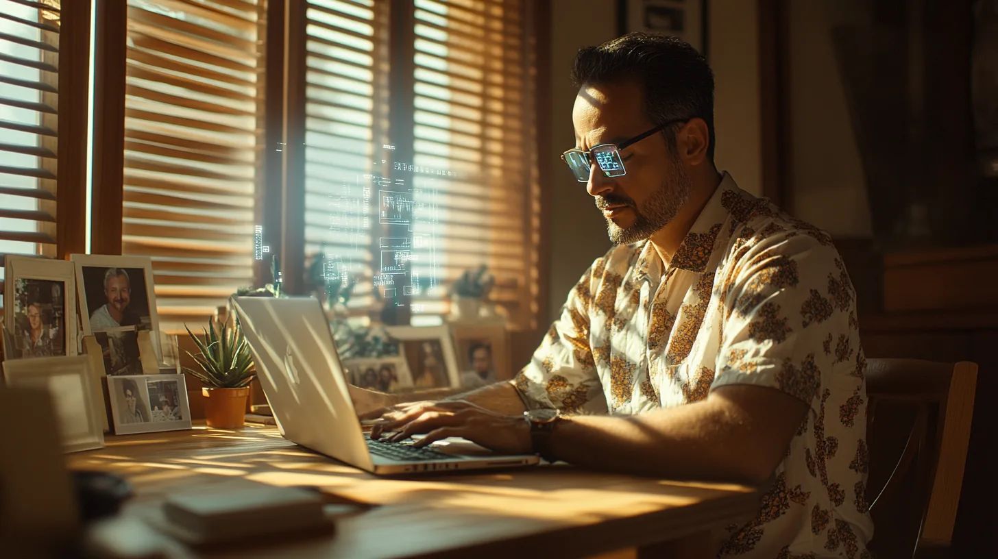 Middle-aged Hispanic American man reviewing personal loan options in a home office