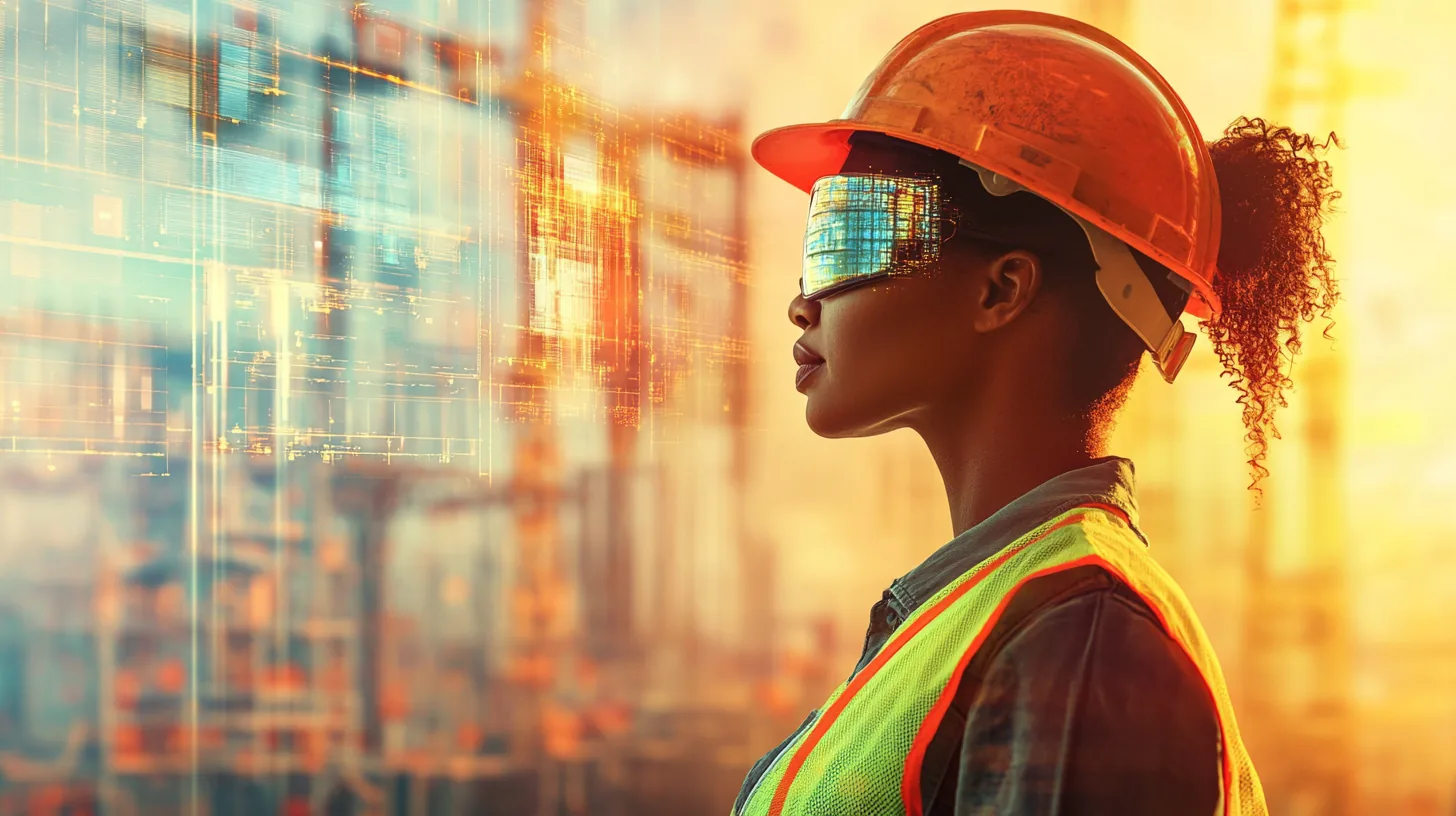 African American construction company owner at a job site reviewing equipment financing
